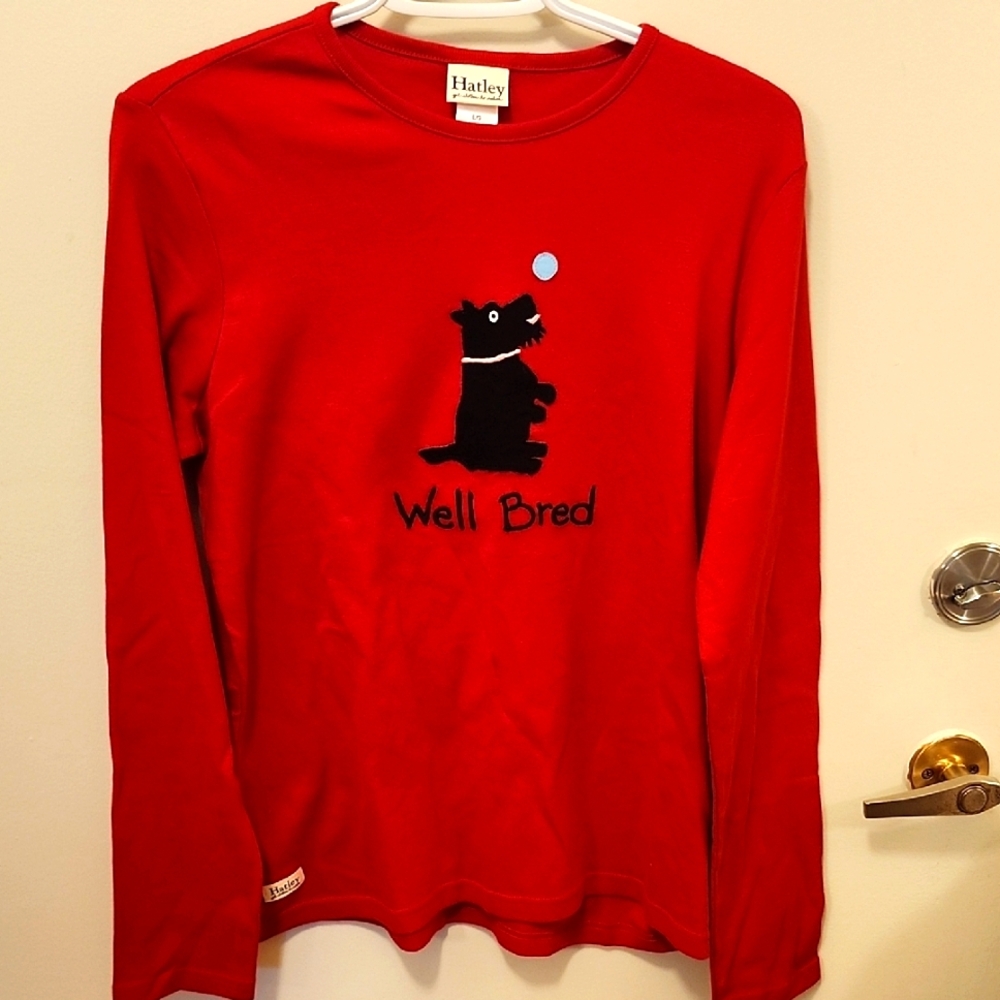 HATLEY Long Sleeve Tee, Red And Black, Size L, EUC